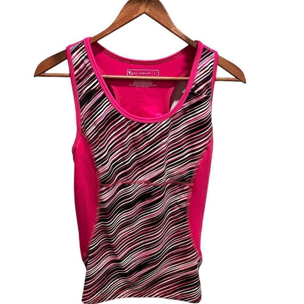 Tek Gear hot pink and black racer back tank with built in bra size large